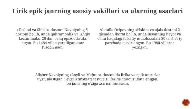 Lirik epik janrning tarixiy rivojlanishi 3
