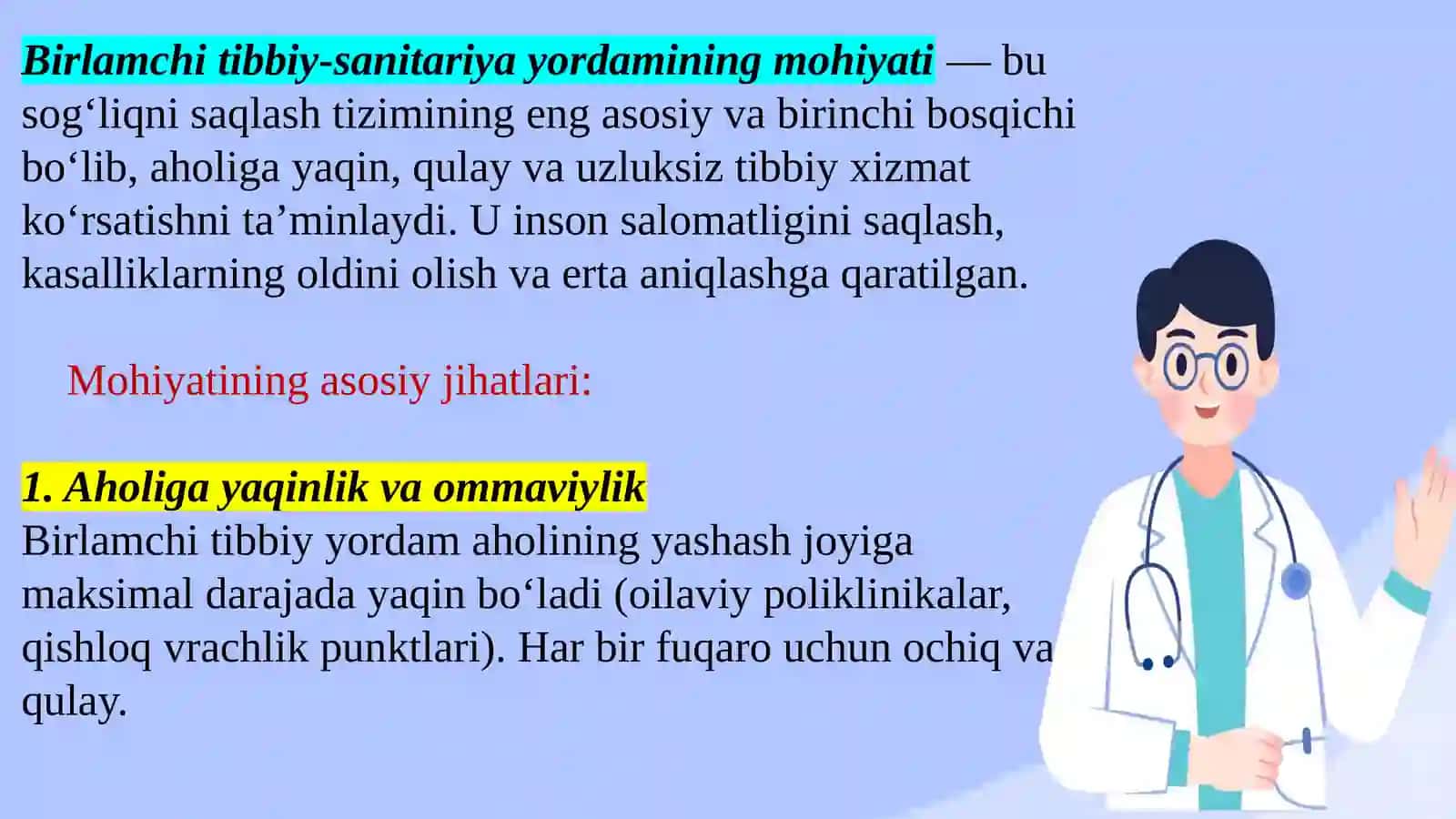 Aholiga birlamchi-tibbiyot sanitariya yordamini tashkil etish va oilaviy poliklinikada oila shifokorlarini o‘rni 3