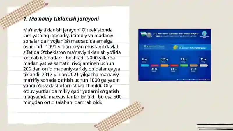 Yangi Oʻzbekistonda amalga oshirilayotgan maʼnaviy oʻzgarishlar 3