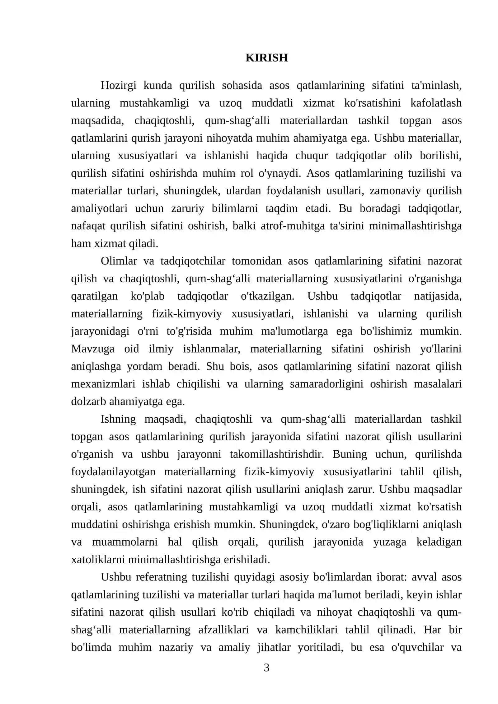 Chaqiqtoshli, qum-shag‘alli materiallardan tashkil topgan asos qatlamlarini qurishda ishlar sifatini nazorat qilish 3