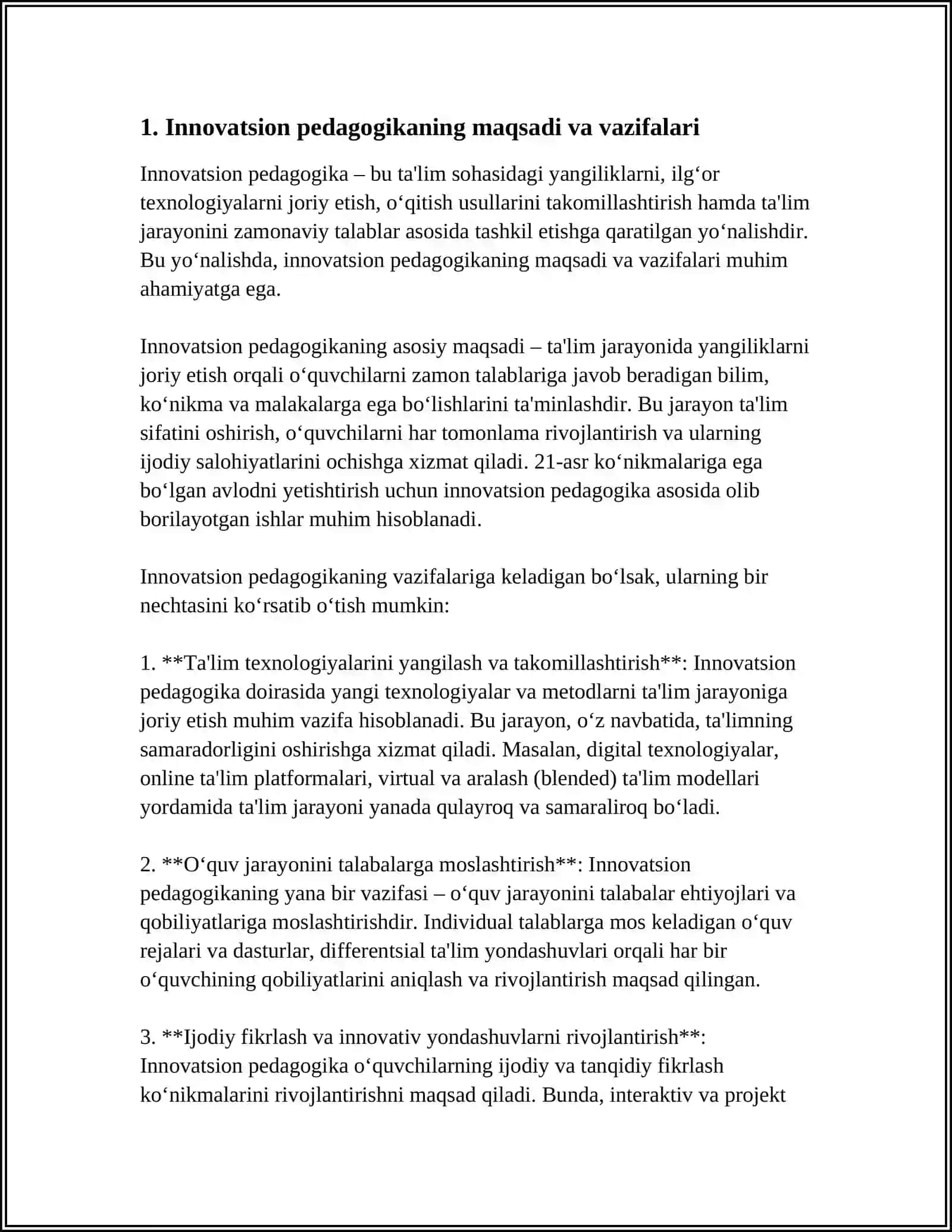 INNOVATSION PEDAGOGIKA TALIM INNOVATSIYALARINING MOHIYATI NAZARIY ASOSLARI VA TURLARI 3