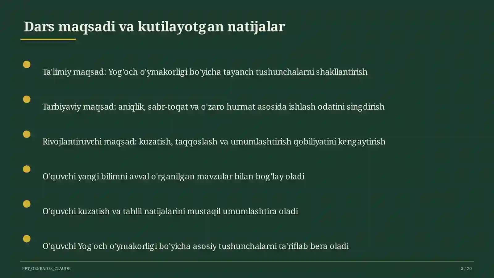 Yog'och o'ymakorligi (7-sinf) 3