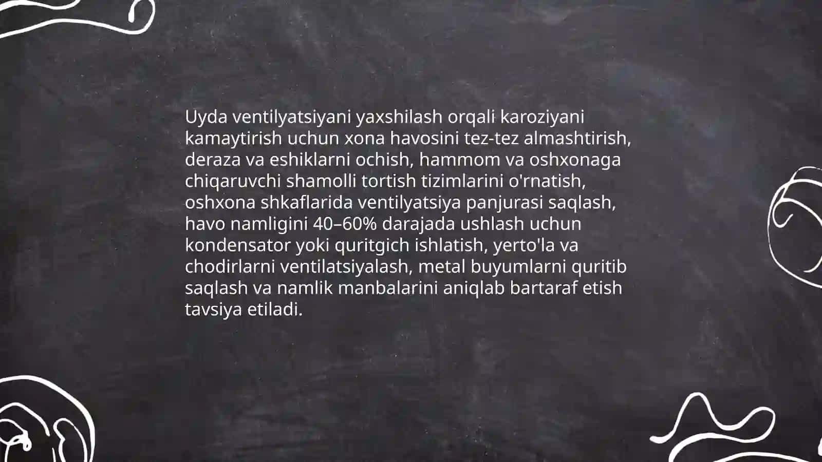 Uyda karoziyani kamaytirish usullari 3