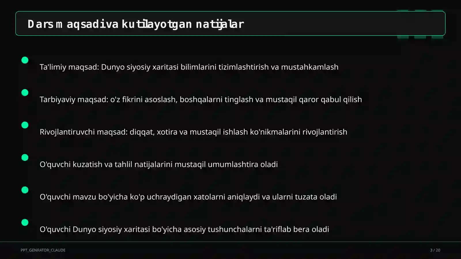 Dunyo siyosiy xaritasi (10-sinf) 3