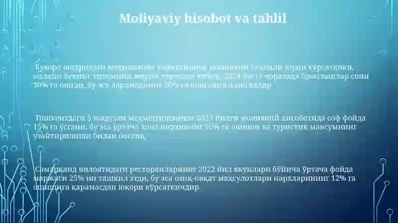 Mehmonxona va restoranlarning moliyasi va iqtisodiy boshqarish 3