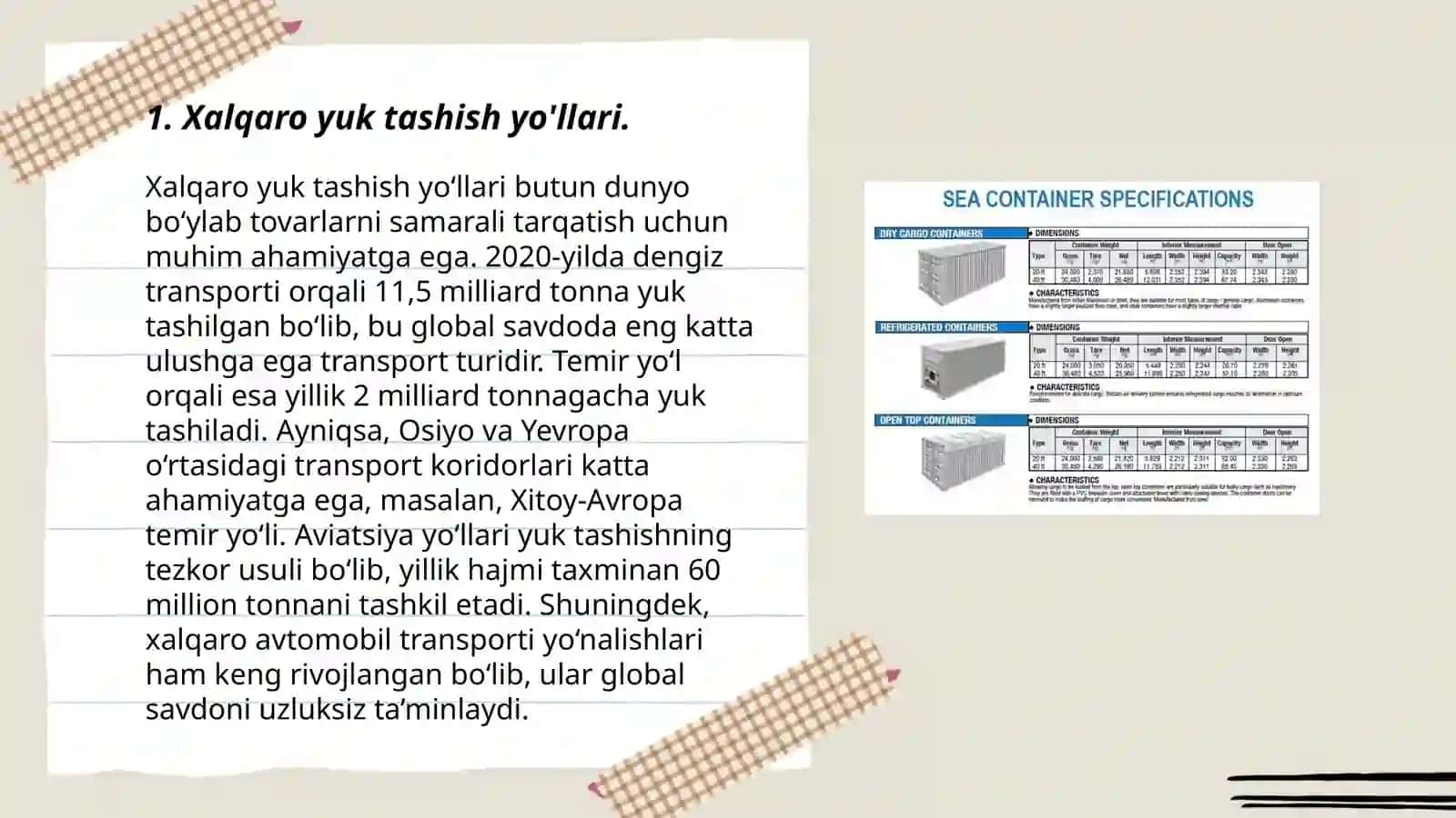 Xalqaro ko'lamda yuk va yo'lovchi tashish 3