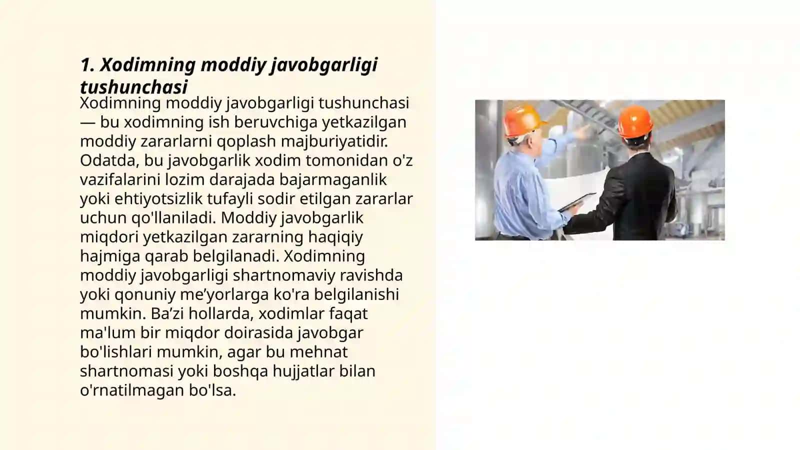 Xodimning moddiy javobgarligi tushunchasi 3