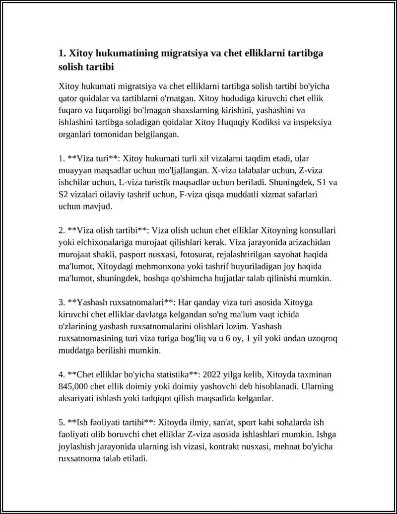 XITOY HUKUMATI TOMONIDAN BELGILANADIGAN TARTIB 3