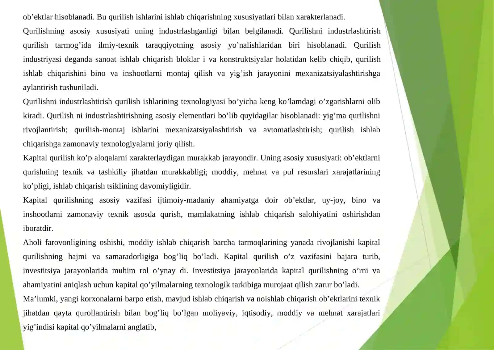 Investitsiya faoliyatida kapital qurilish 3