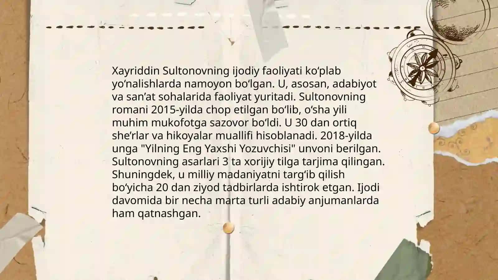 Xayriddin Sultonov asarlarida tarixiylik va zamonaviylikning òziga xosligi 3
