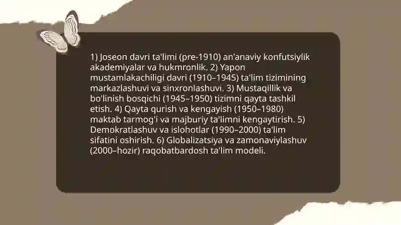 Korea Respublikasi Ta'lim Tizimi Rivojlanish Bosqichlari 3