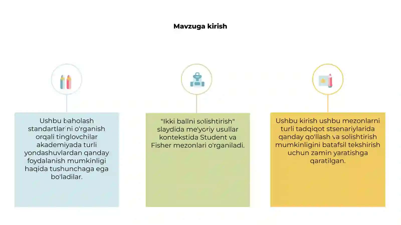 Ikki ko`plikni taqqoslash Student va Fisher mezonlari Nomarmeti 3