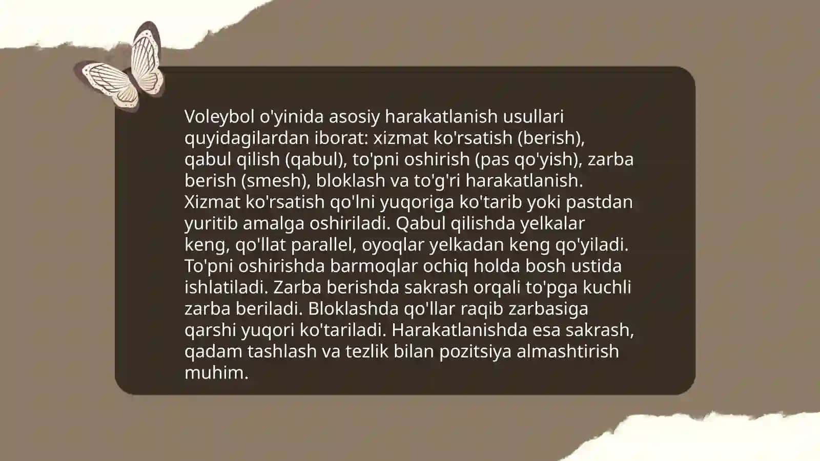 Voleybol o'yinida harakatlanish va to'pni boshqarishning texnik usullarini o'rgatish 3
