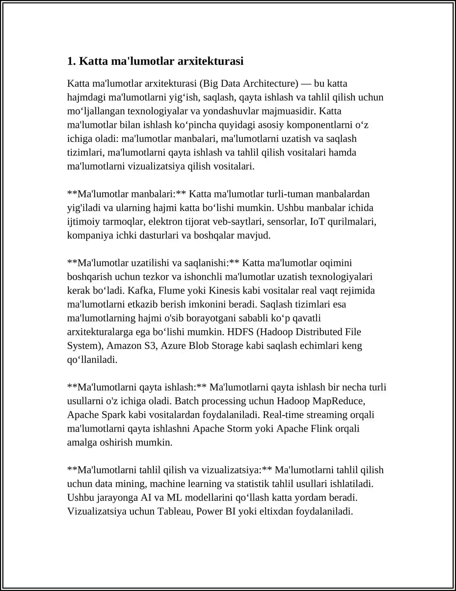 Katta ma'lumotlar arxitekturasi (Big Data Architecture) 3