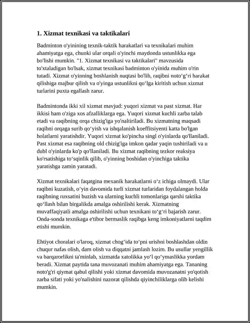 Xizmat texnikasi va taktikalari 3
