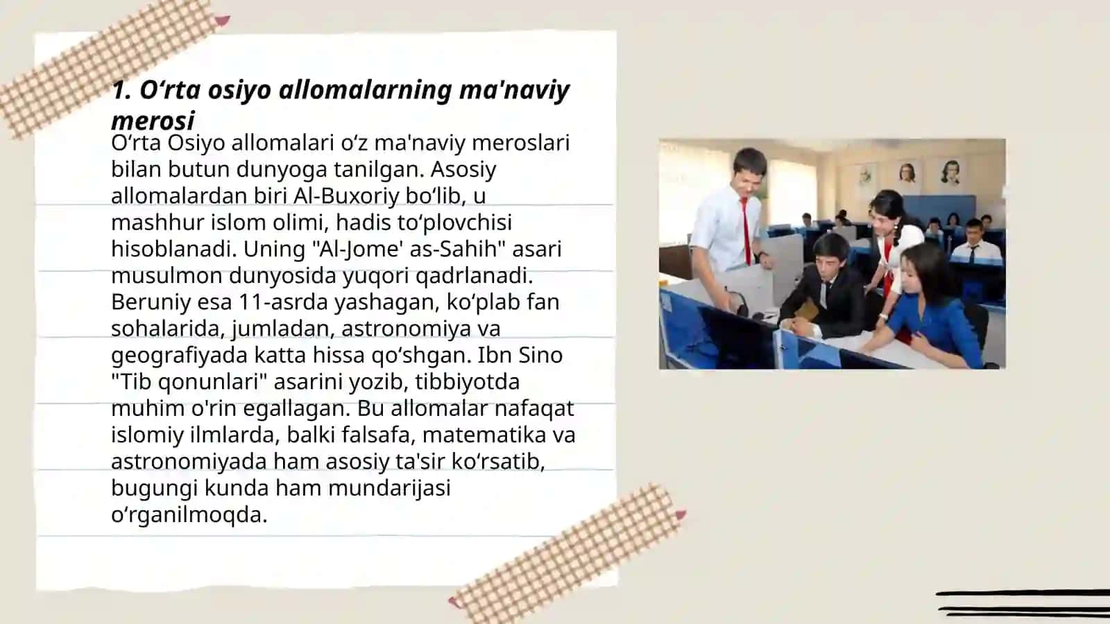 Oʻrta osiyo allomalarning ilmiy me'rosi 3