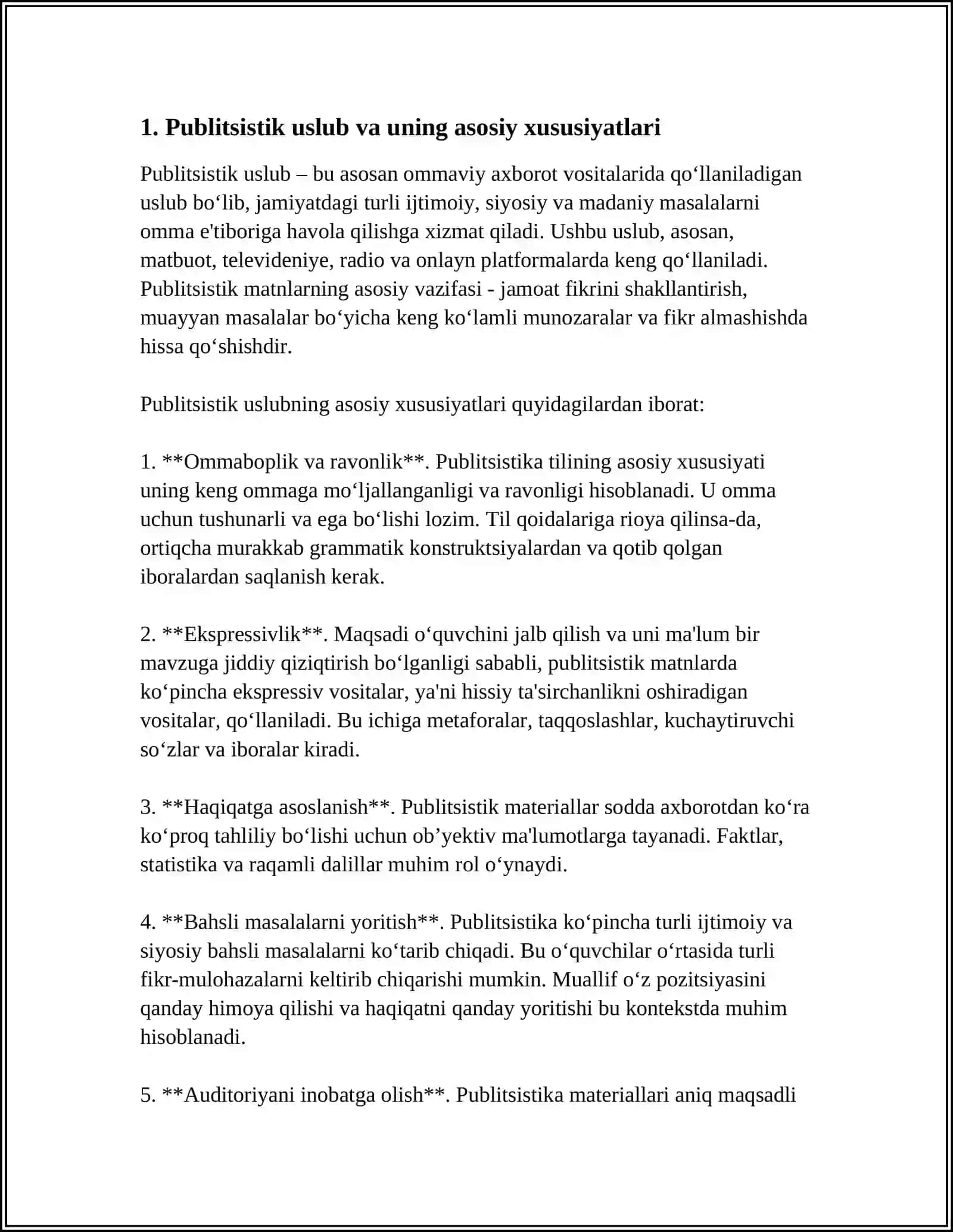 PUBLITSISTIK USLUBGA XOS XUSUSIYATLAR 3