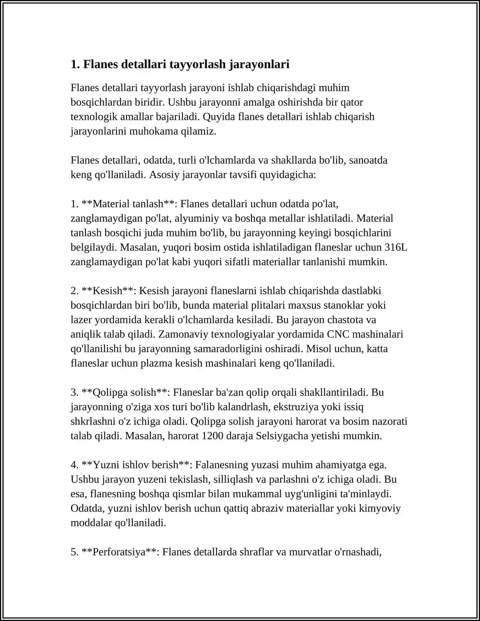 FLANES DETALINI TAYYORLASH TEXNOLOGIK JARAYONINI VA OPERATSYALARINING TEXNOLOGIK TA'MINOT VOSITALARI KONSTRUKSYALARINI ISHLAB CHIQISH 3
