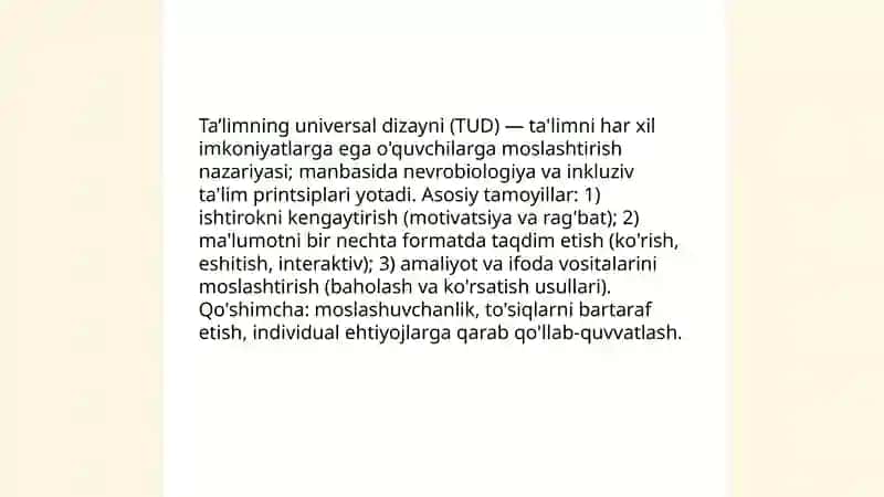 Ta’limning universal dizayni va individual ta’limiy reja. 3