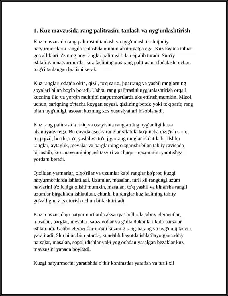 KUZ MAVZUSIDA IJODIY NATYURMORTNI RANGDA ISHLASH 3