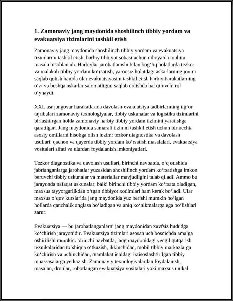 XXL ASR JANGOVOR HARAKATLARIDA QÓLLANILGAN DAVOLASH-EVAKUATSIYA TADBIRLARINING ILG'OR TAJRIBALARI 3
