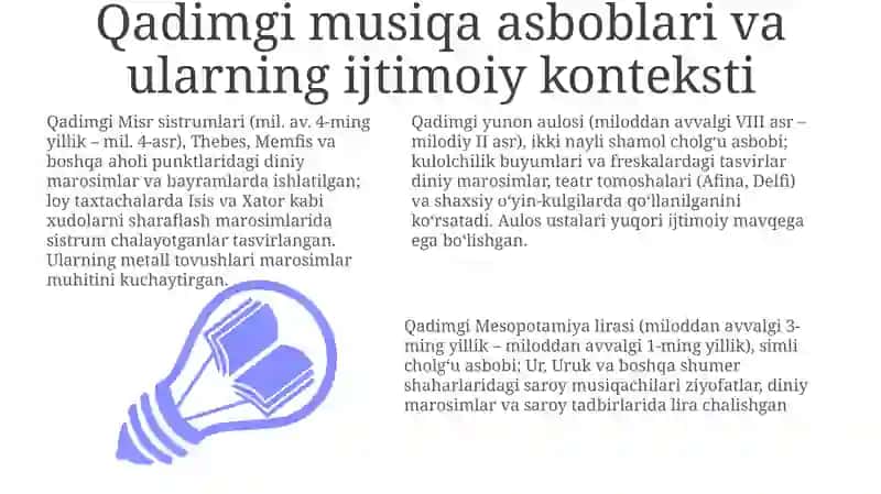 Qadimgi musiqa asboblari va ularning ijtimoiy konteksti 3