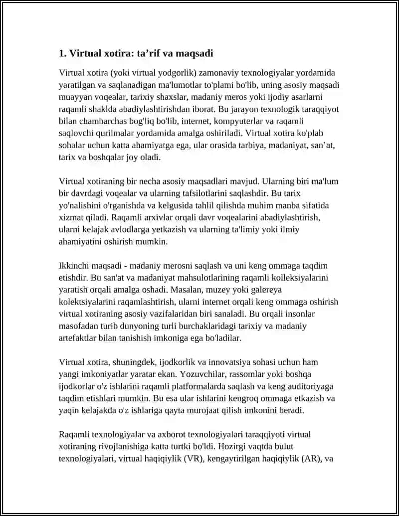 Virtual xotira 3
