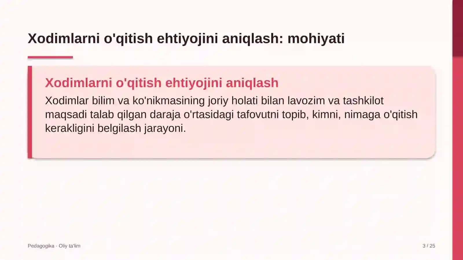Burg'ulash korxonalarida xodimlarni o'qitishga bo'lgan ehtiyojni aniqlash 3