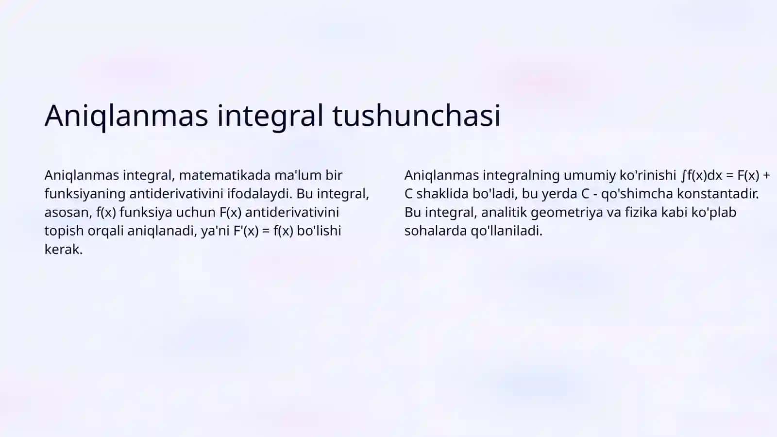 Aniqlanmas integral 3