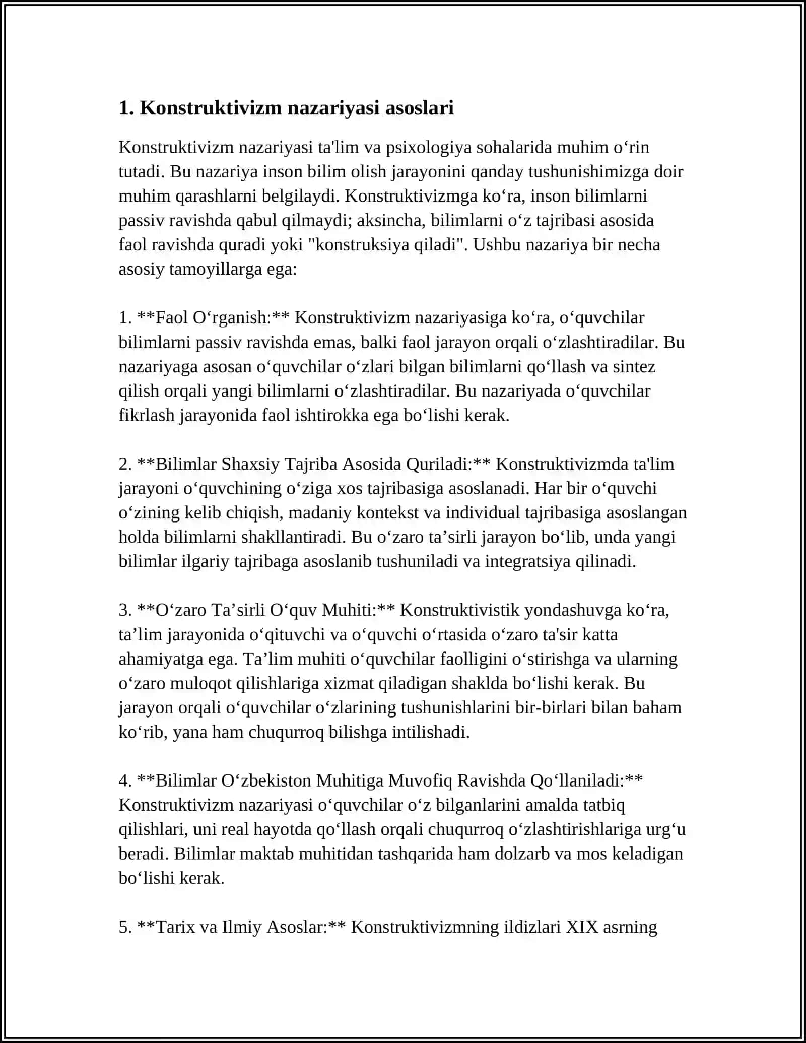 PEDAGOGIK KONSTRUKTIVIZM – O‘QUVCHILARNI MUSTAQIL FIKRLASHGA O‘RGATISH OMILI 3