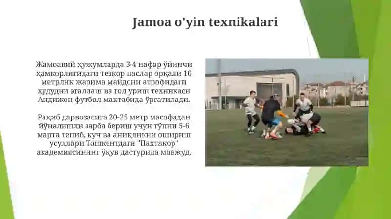 Futbol sport oʻyini texnikasini oʻrgatish 3