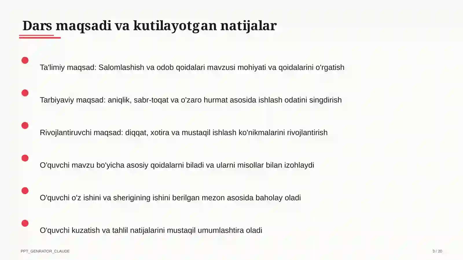 Salomlashish va odob qoidalari (1-sinf) 3