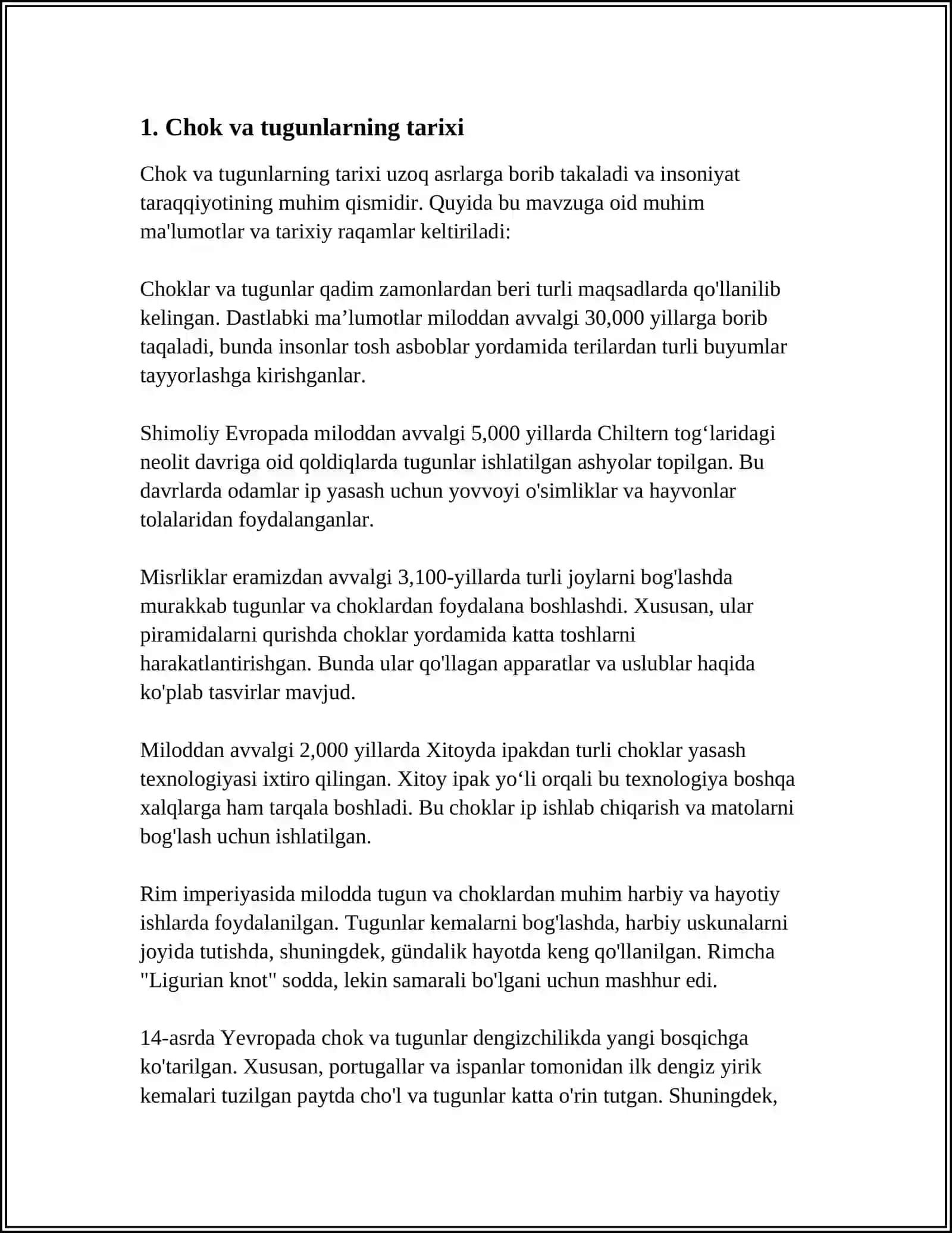 MUSTAQIL ISH Mavzu: CHOK VA TUGUN TURLARI 3