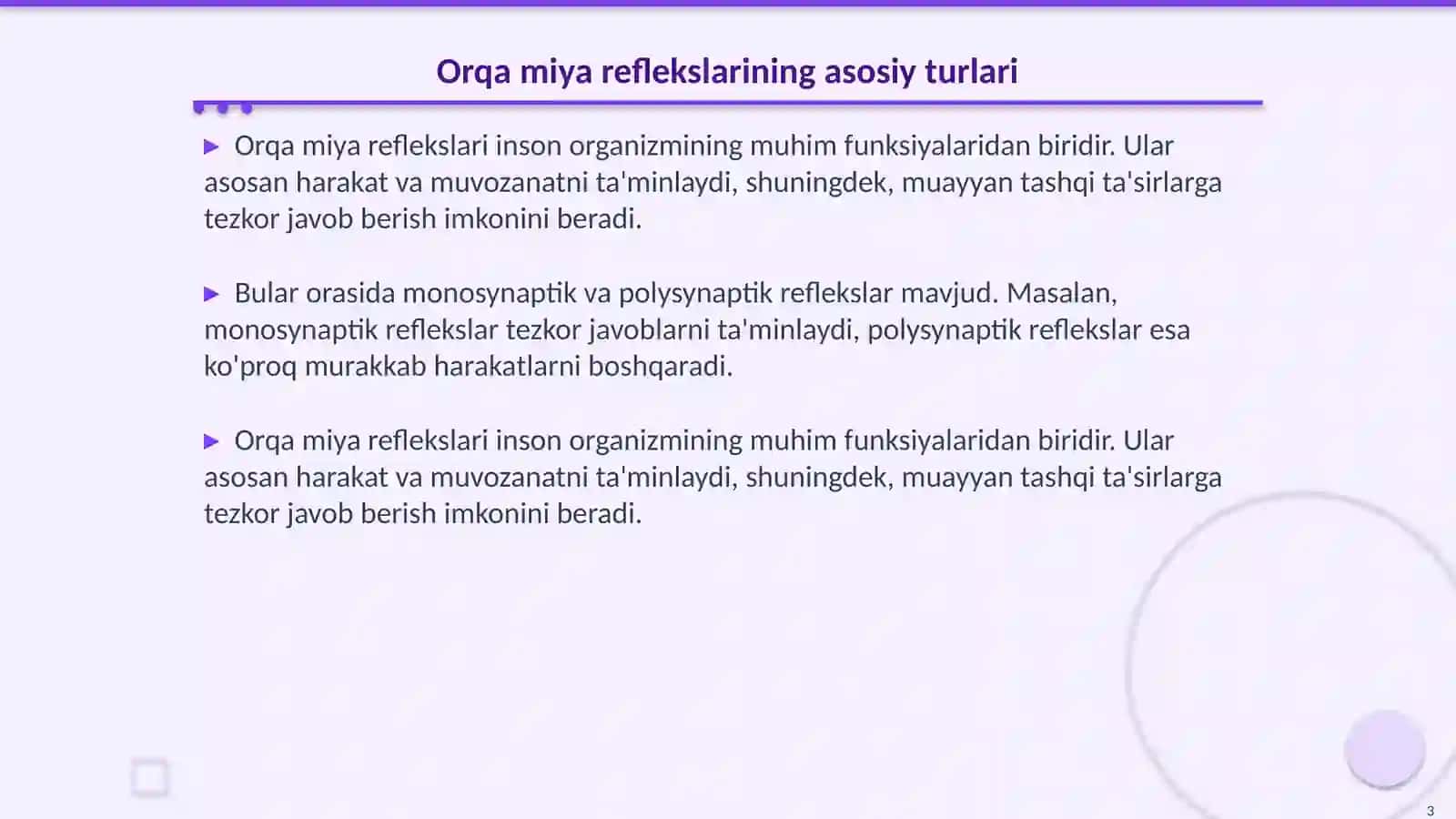 Orqa miya reflekslarini, faol diqqat, ixtiyoriy harakat tezligini, aqliy ishchanlik qobilyatini aniqlash 3