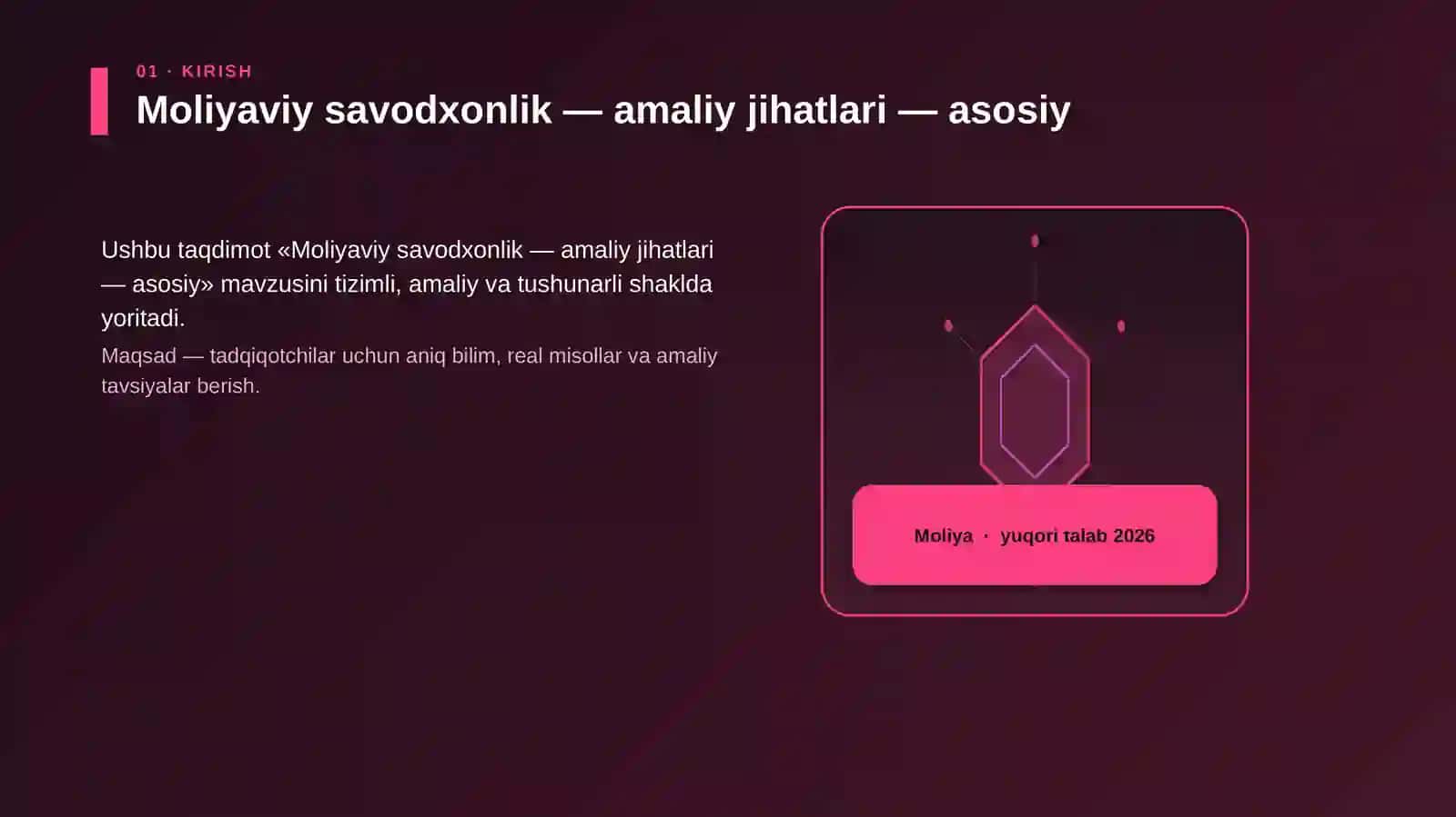 Moliyaviy savodxonlik — amaliy jihatlari — asosiy 3