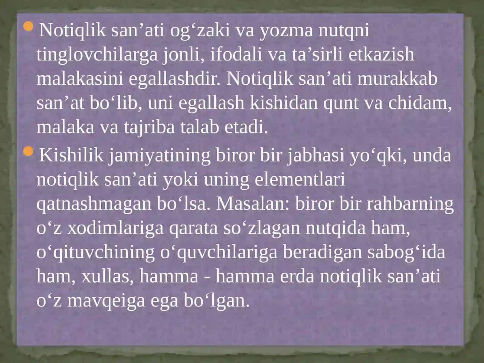 NOTIQLIK SAN`ATI VA NUTQ MADANIYATINI EGALLASH 3