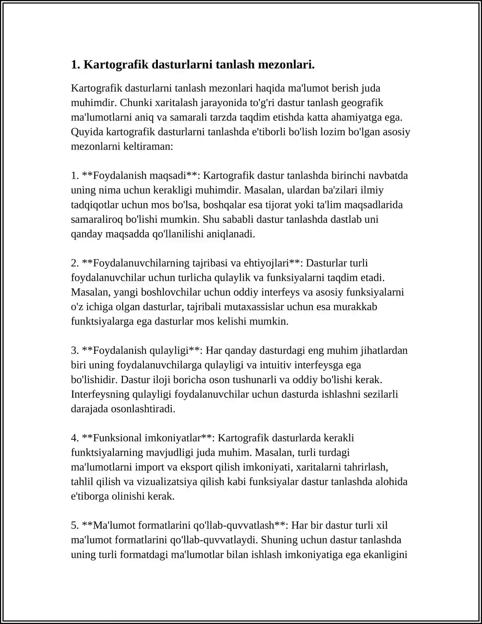 KARTOGRAFIK DASTURLARNI TANLASH MEZONLARI 3