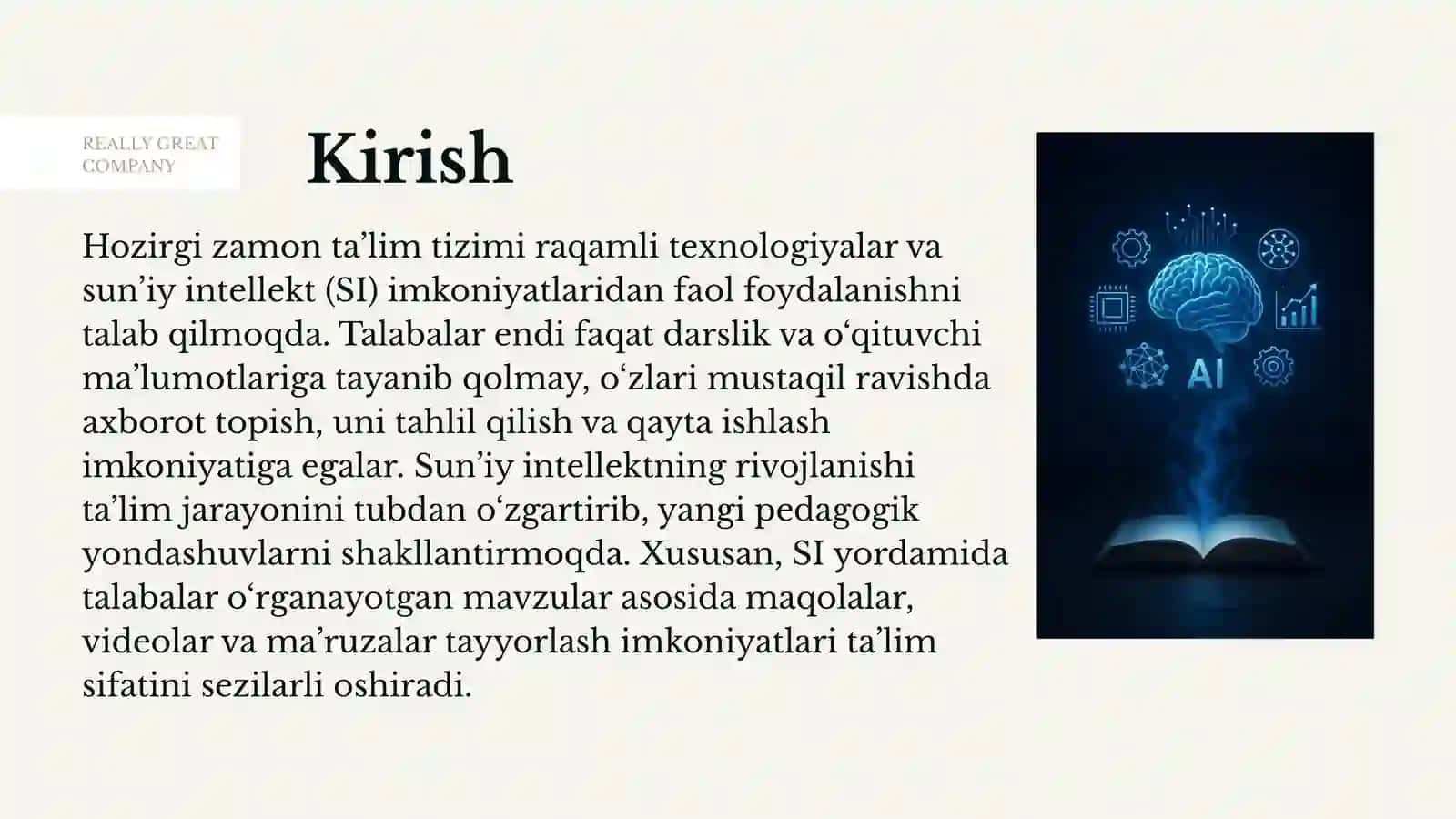 Kirish. Sun’iy intellekt tushunchasi va uning ta’limdagi o‘rni 3