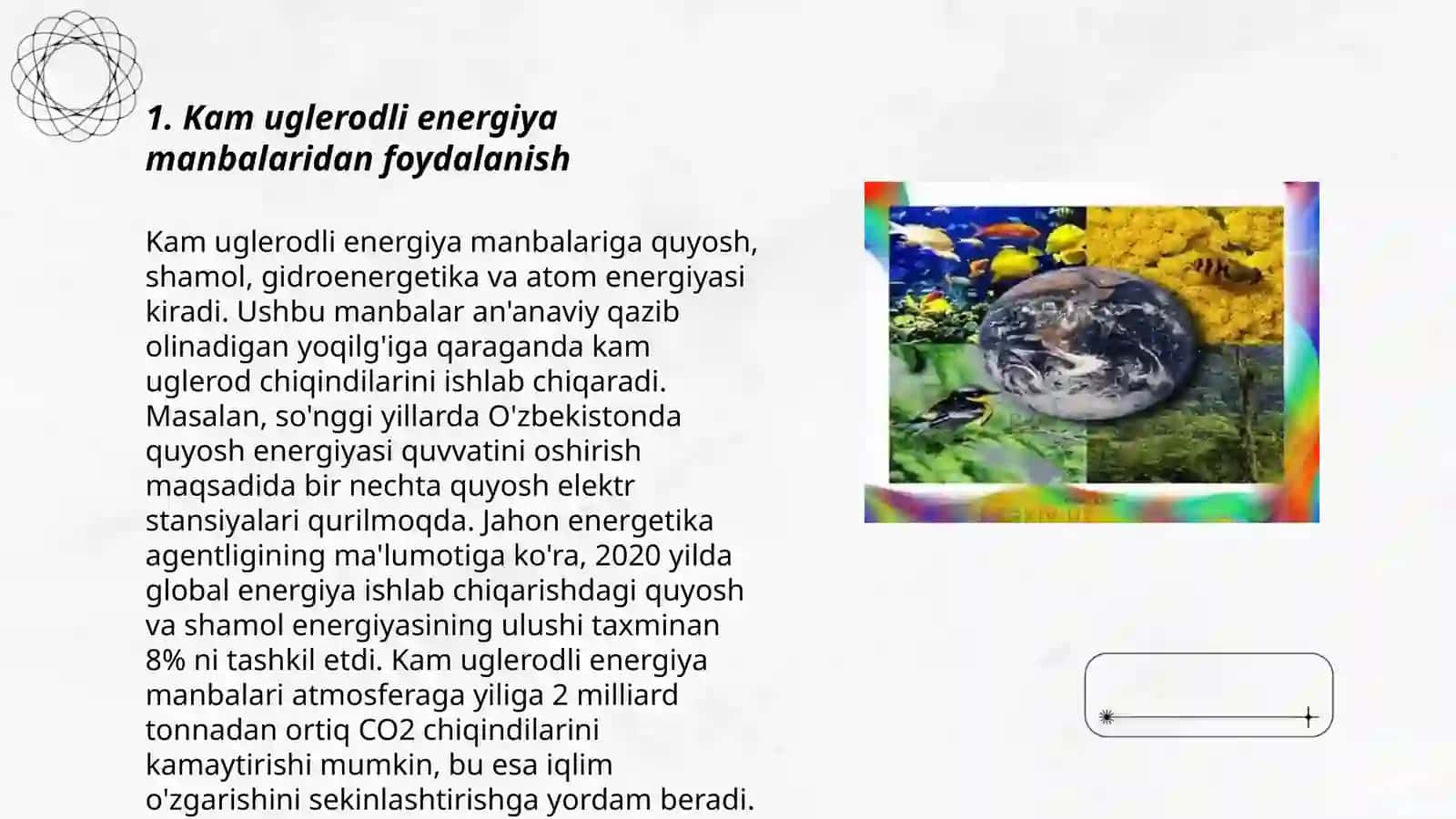 Kam Uglerodli Energiya Manbalaridan Foydalanish 3