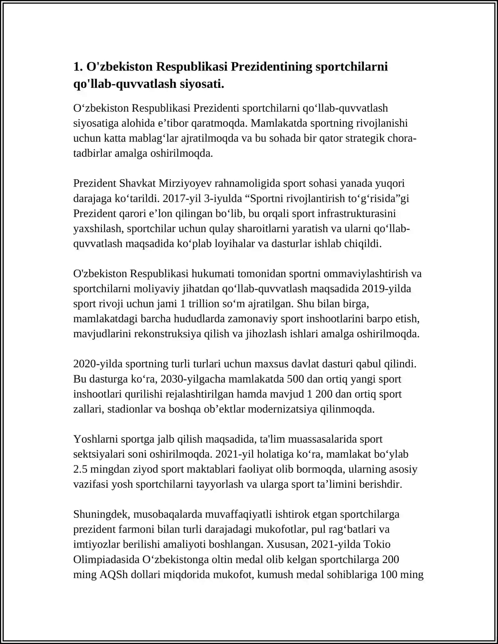 O'ZBEKISTON RESPUBLIKASI PREZIDENTINING PARALIMPIYA SPORTCHILARI E'TIBORI 3