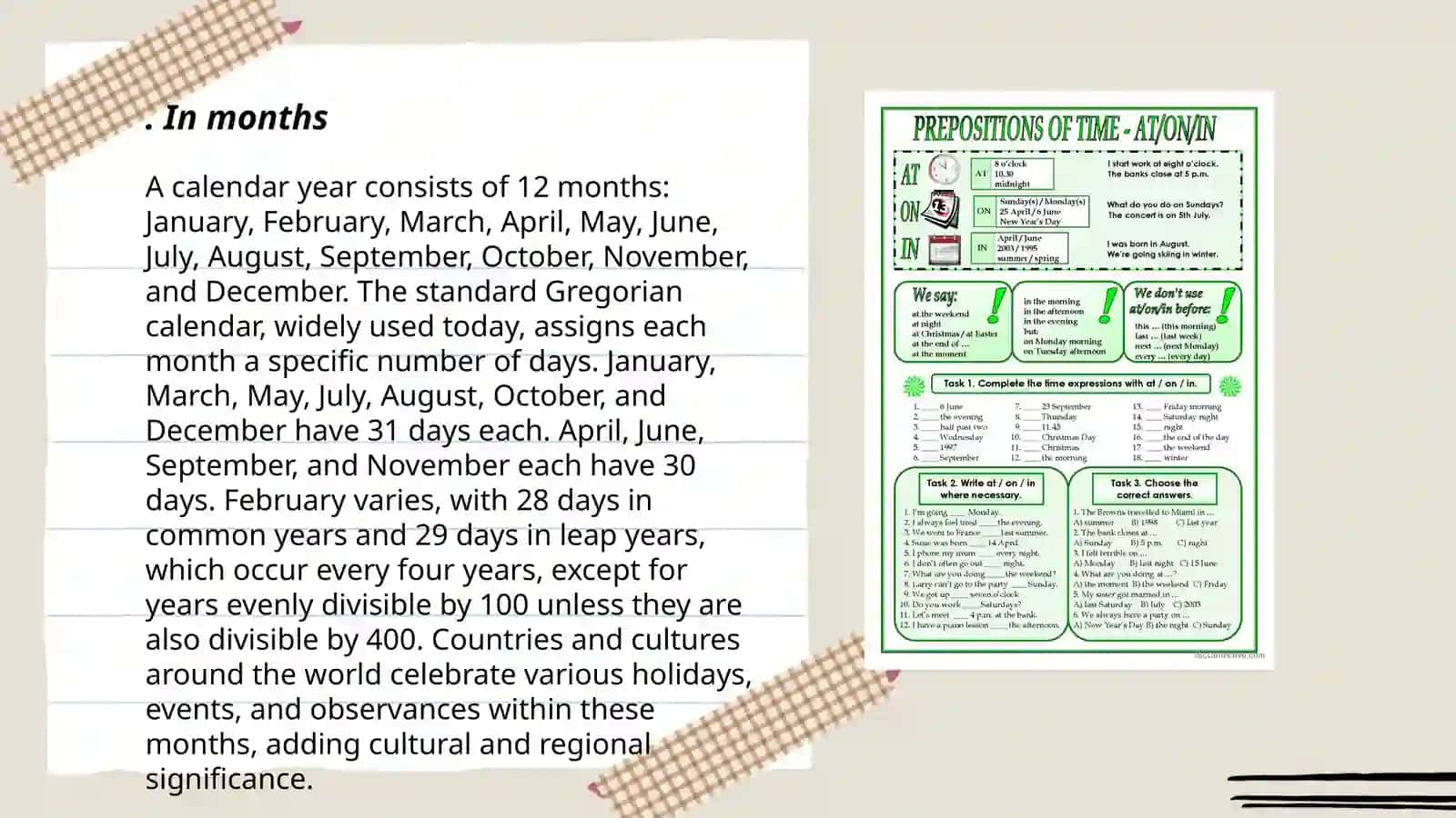 Preposition of time in on at 3