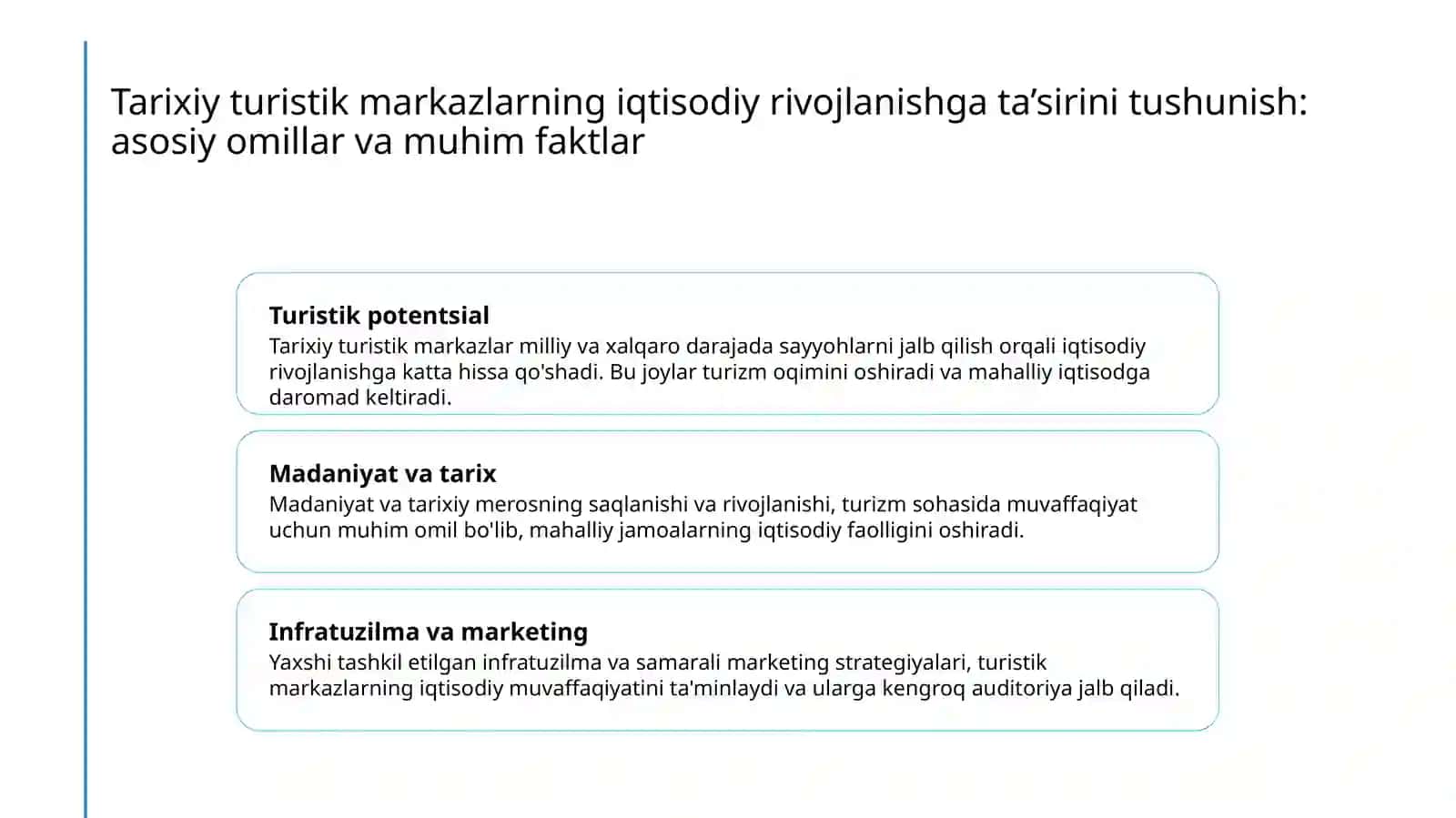 Tarixiy turistik markazlarining iqtisodiyot rivojlanishiga ta’siri 3
