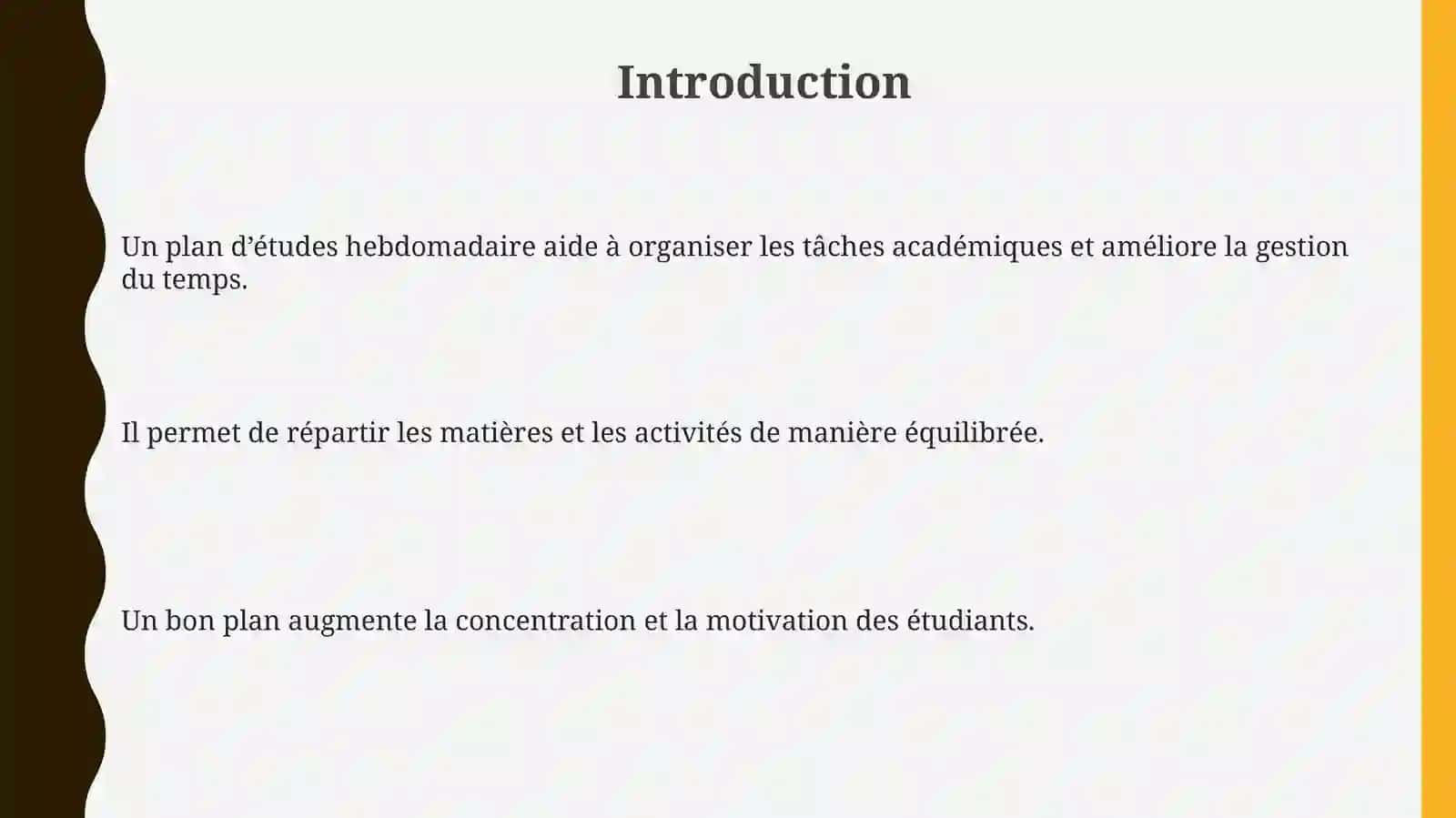 Un plan d’études hebdomadaire 3