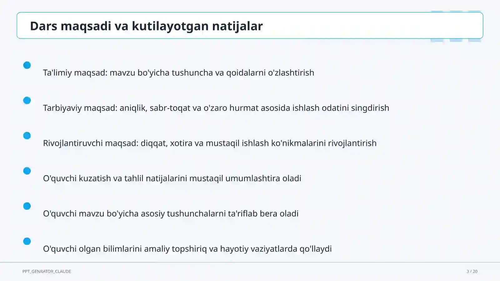 Dolzarb mavzular — maktab va o'qituvchilar (2026) — o'quvchilar uchun 3