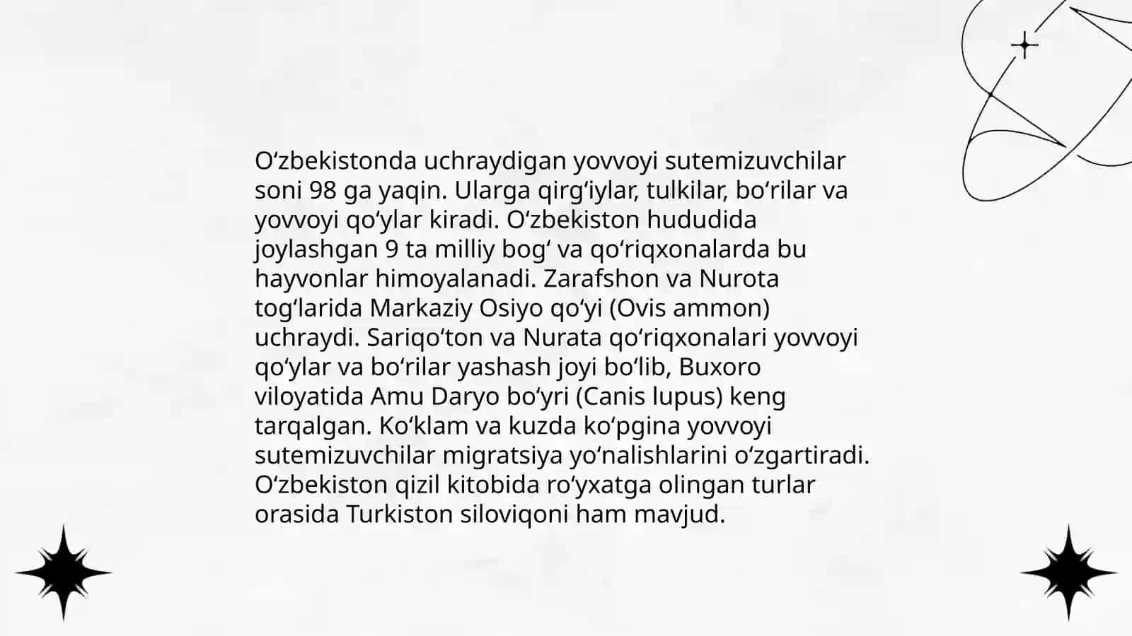 Oʻzbekistonda uchraydigan sut emizuvchilar, ovlanadigan vakillari, kasallik tarqatuvchi vakillari 3