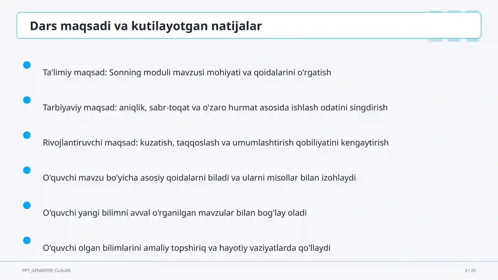 Sonning moduli (6-sinf) 3