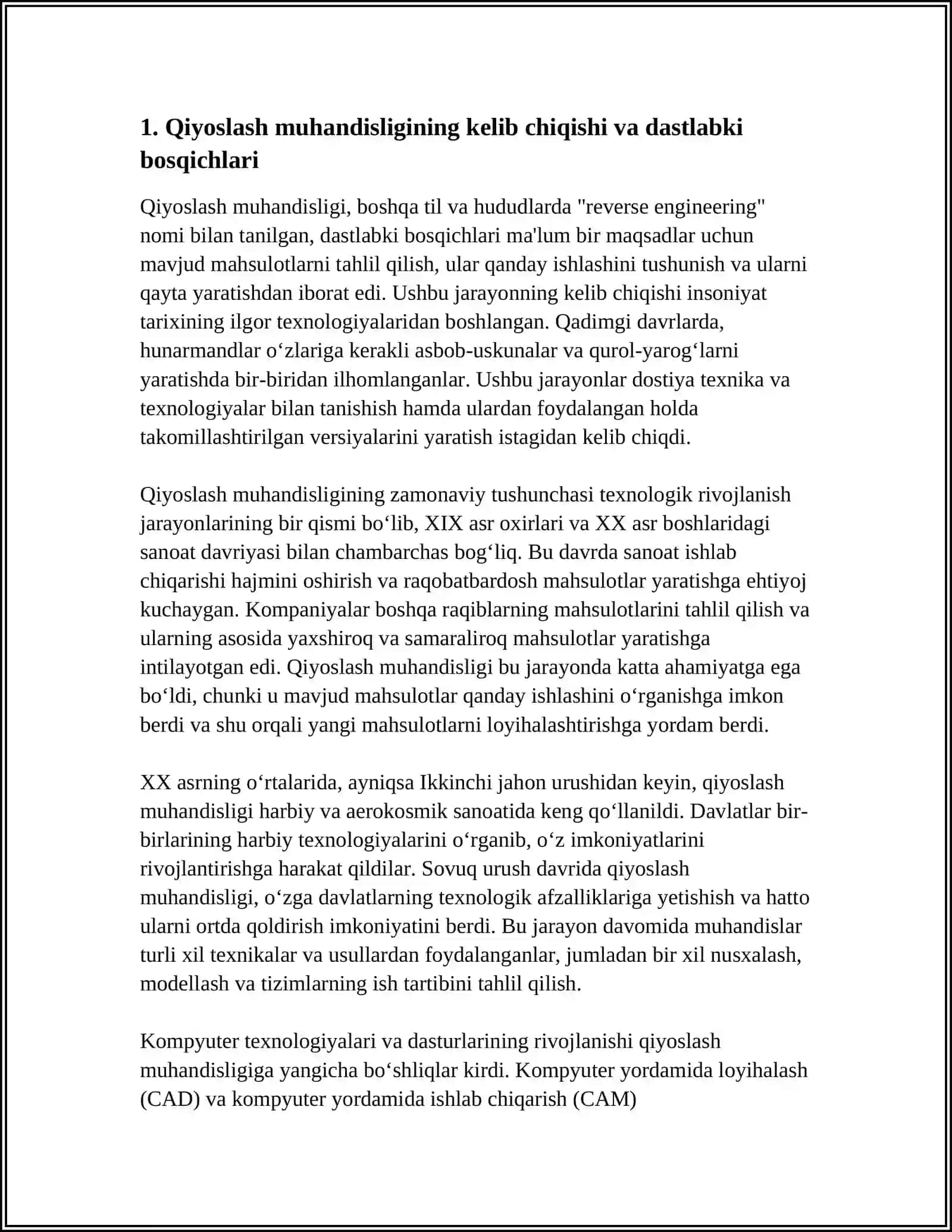QIYOSLASH MUHANDISLIGINING RIVOJLANISH TARIXI AHAMYATI 3