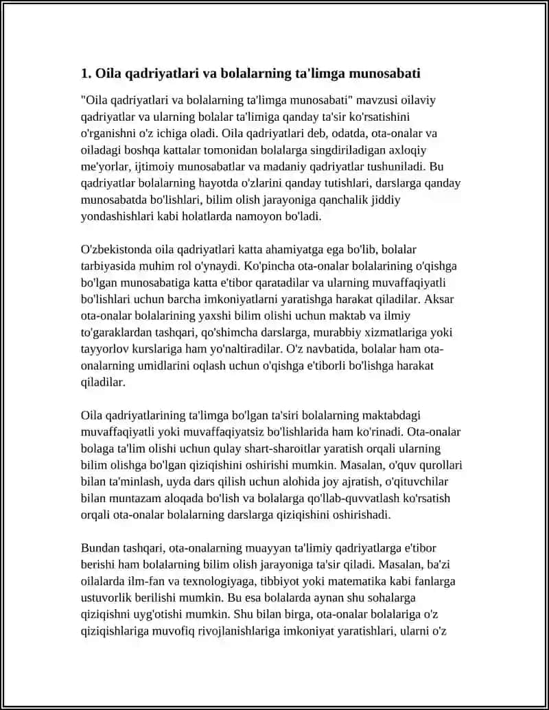 Oila va Ta'lim Referat 3