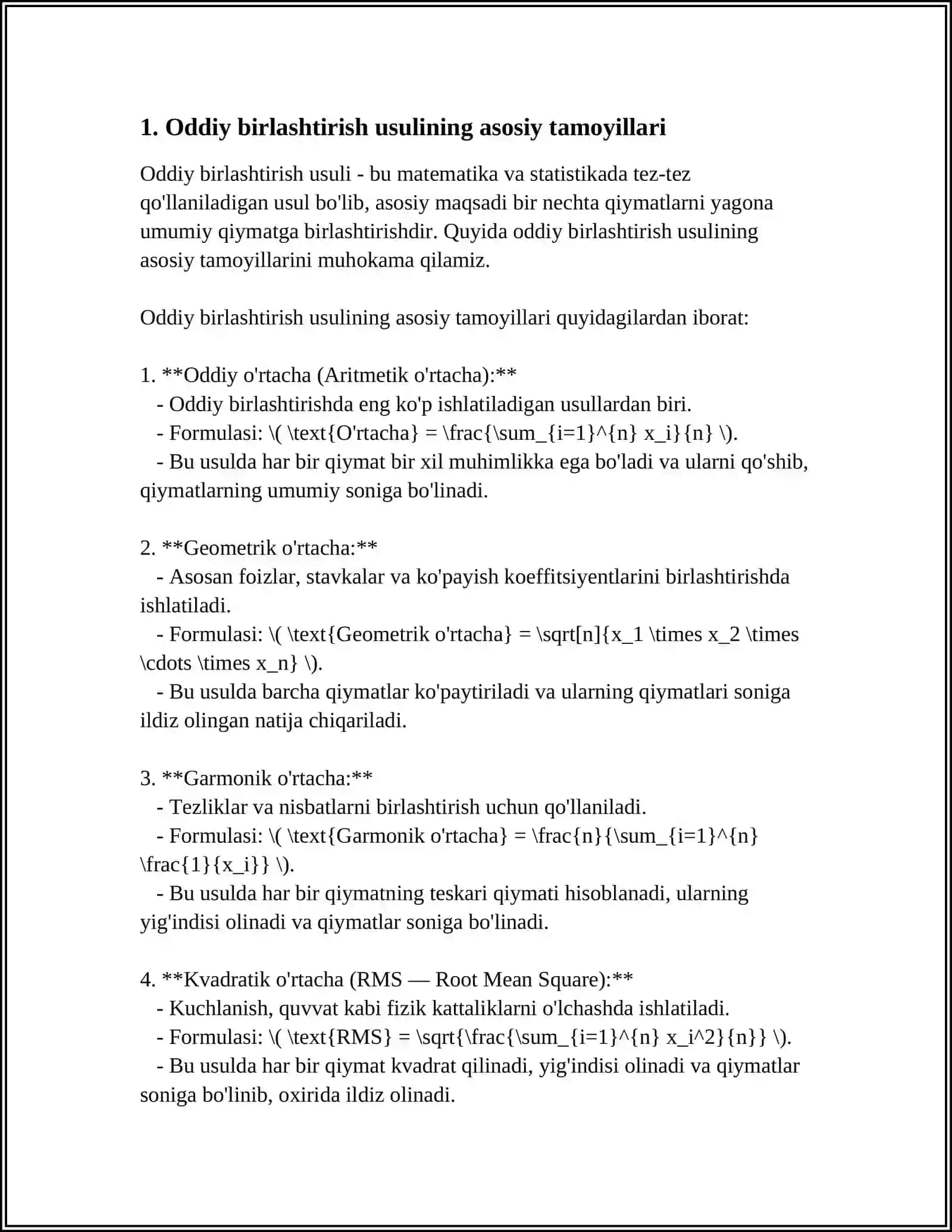 ODDIY BIRLASHTIRISH USULI 3