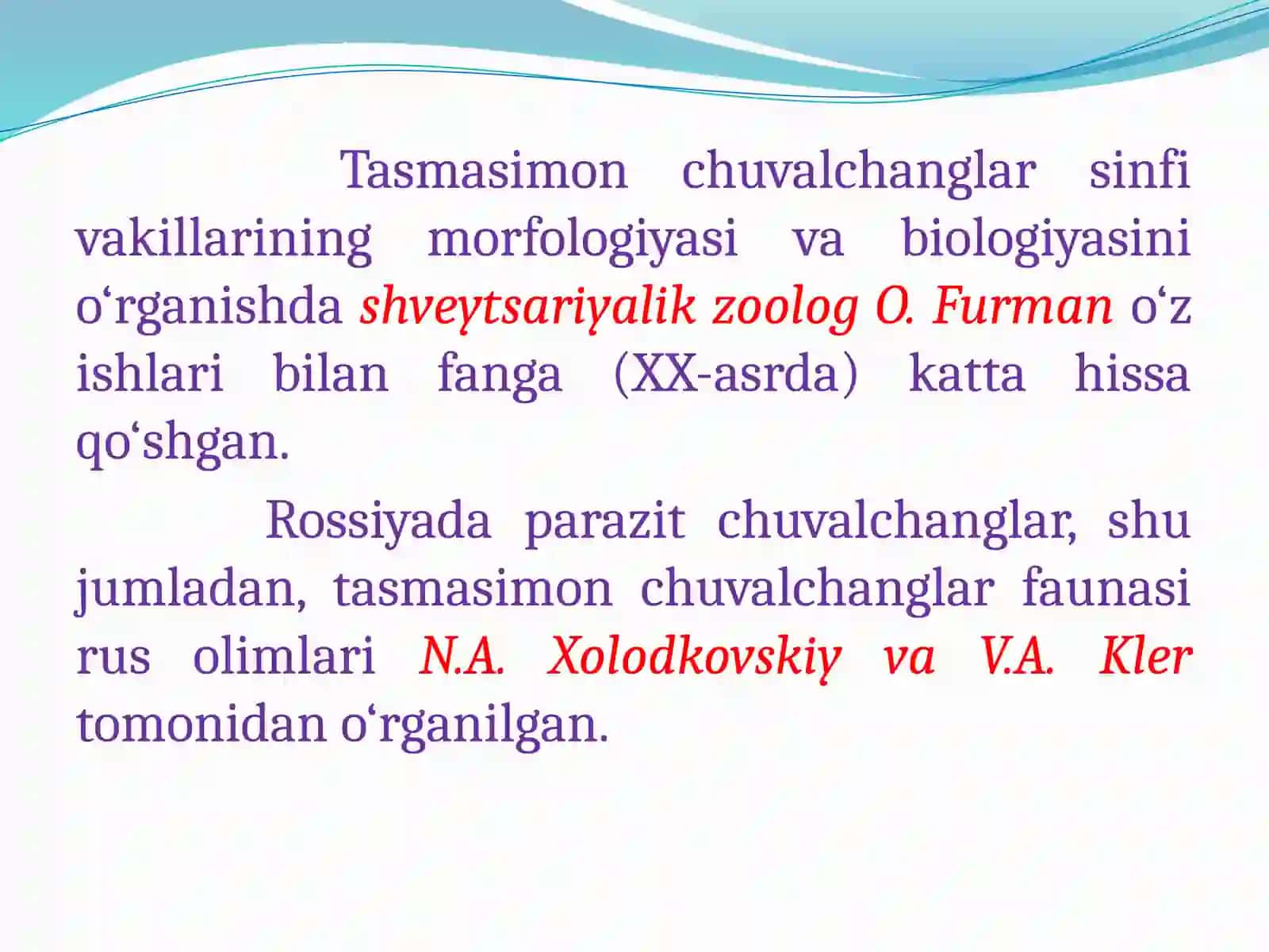 Tasmasimon chuvalchanglar (Cestoda) sinfi 3
